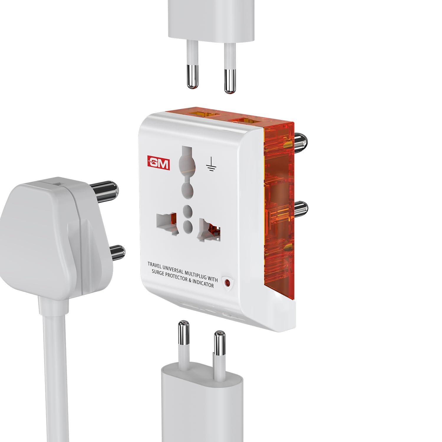 GM 3012 3-Pin Universal Multi Plug Fast Charging Travel Adapter